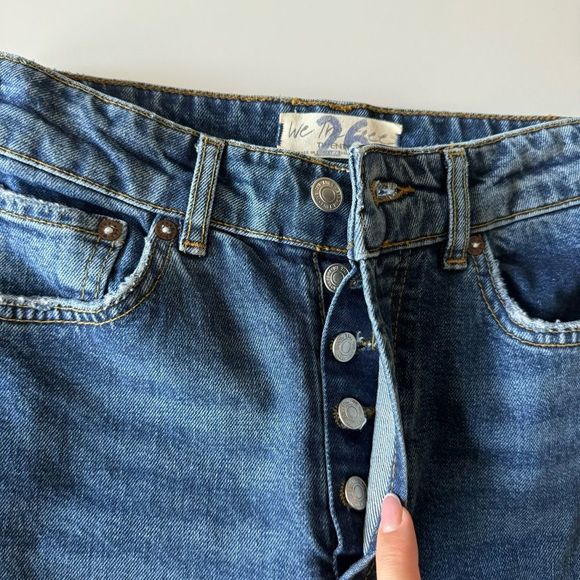 Free People We The Free Split Hem Bootcut Jeans Raw Hem Size 26 - Picture 8 of 13